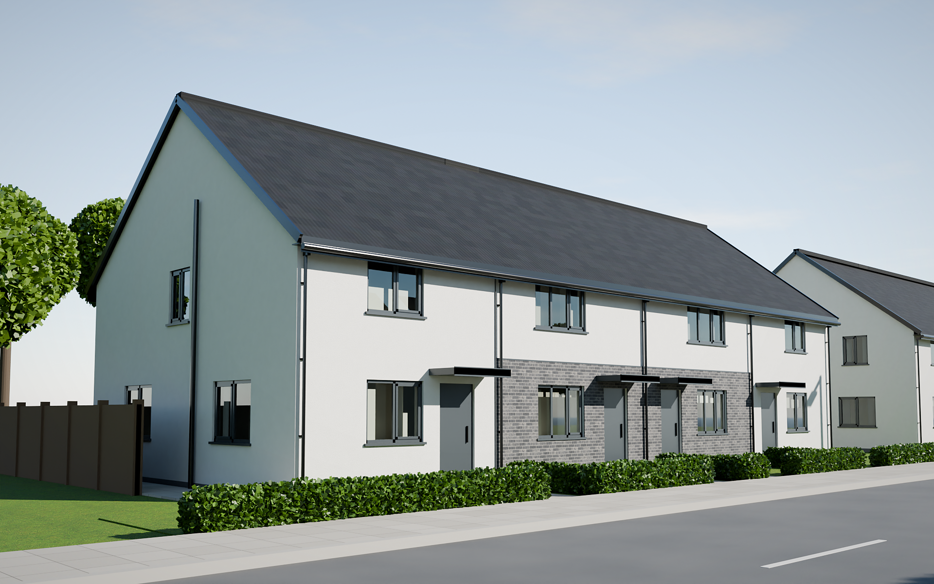 Render of the New Road terrace, Cambuslang